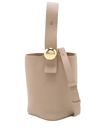 Pre-owned Loewe 2023-2026 Mini Soft Grained Calfskin Pebble Bucket Bag Satchel In Neutral