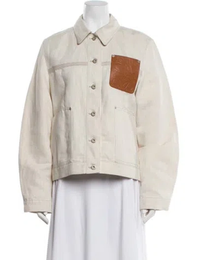 Pre-owned Loewe 2024 Colorblock Pattern Denim Jacket In Gray