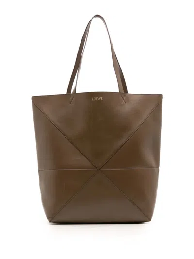 Pre-owned Loewe 2024 Large Calfskin Puzzle Fold Tote Bag In Brown