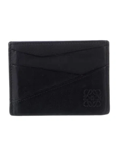 Pre-owned Loewe 2024 Leather Card Holder In Black