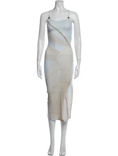 Pre-owned Loewe 2024 Midi Length Dress In Blue/neutrals