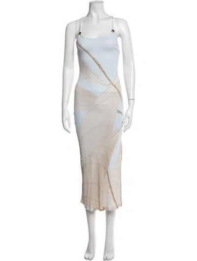 Pre-owned Loewe 2024 Midi Length Dress In Neutrals