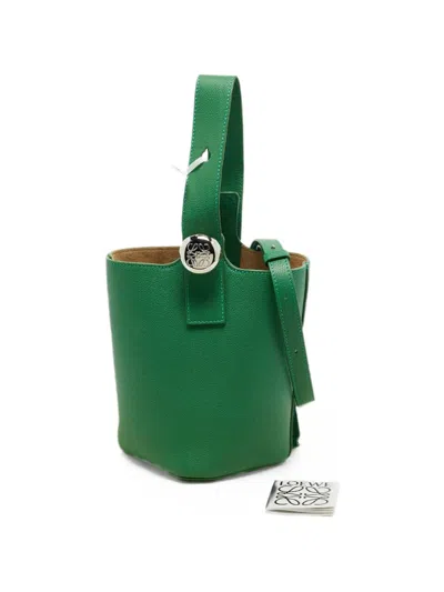 Pre-owned Loewe 2024 Mini Pebble Bucket Bag In Green