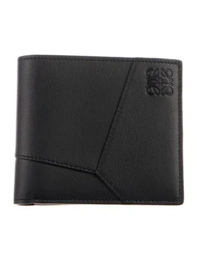 Pre-owned Loewe 2024 Puzzle Bifold Wallet W/ Tags In Black