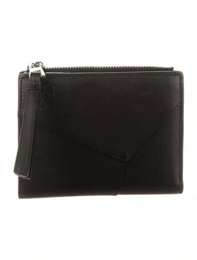 Pre-owned Loewe 2024 Puzzle Edge Compact Card Holder In Black