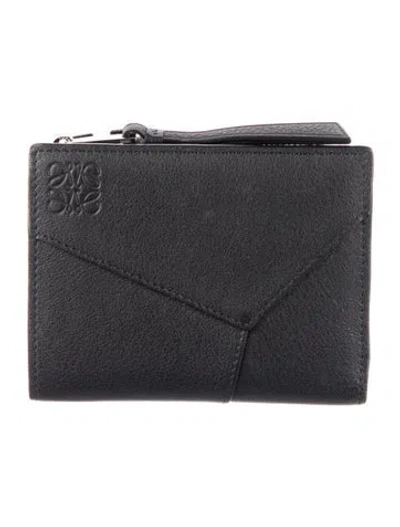 Pre-owned Loewe 2024 Puzzle Wallet In Black