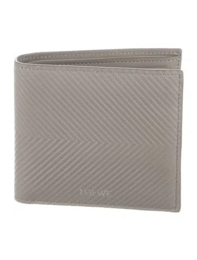 Pre-owned Loewe 2024 Signature Logo Bifold Wallet In Grey