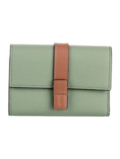 Pre-owned Loewe 2024 Small Vertical Continental Wallet In Brown/green