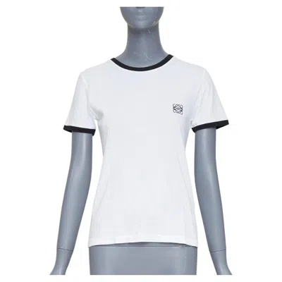 Pre-owned Loewe 2024 White Black Anagram Embroidered Slim-fit Ringer Tshirt S