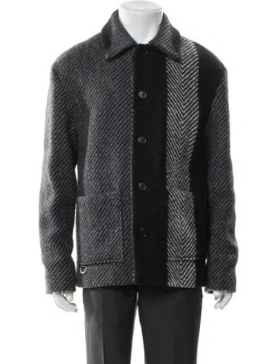 Pre-owned Loewe 2024 Wool Peacoat In Gray
