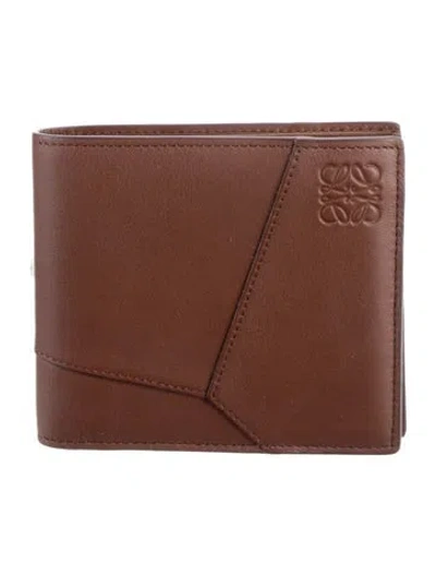 Pre-owned Loewe 2025 Leather Bifold Wallet In Brown