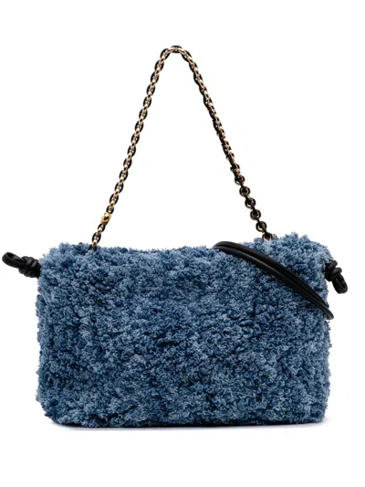Pre-owned Loewe 2025 Medium Denim Flamenco Purse Satchel In Blue
