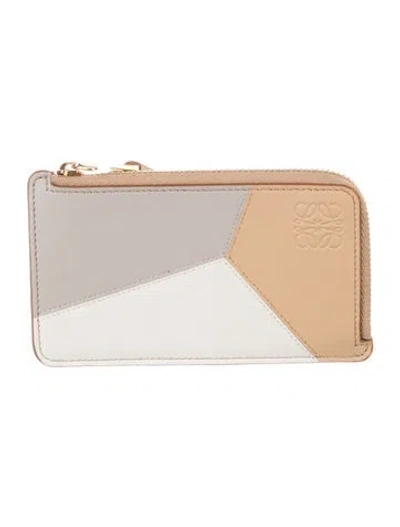 Pre-owned Loewe 2025 Puzzle Wallet In Neutral