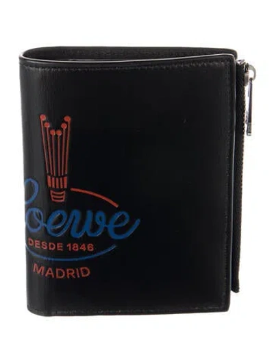 Pre-owned Loewe 2026 Leather Bifold Wallet In Black