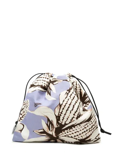 Pre-owned Loewe 2026 Paulas Ibiza Canvas Corn Print Drawstring Pouch In White