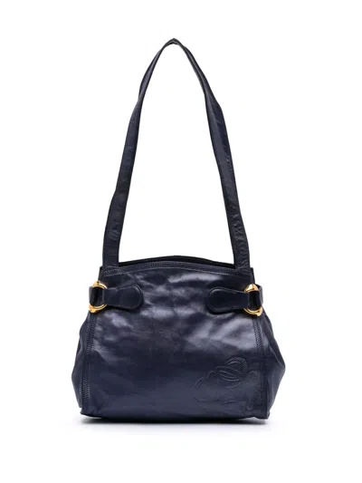 Pre-owned Loewe 20th Century Anagram Leather Shoulder Bag In Blue