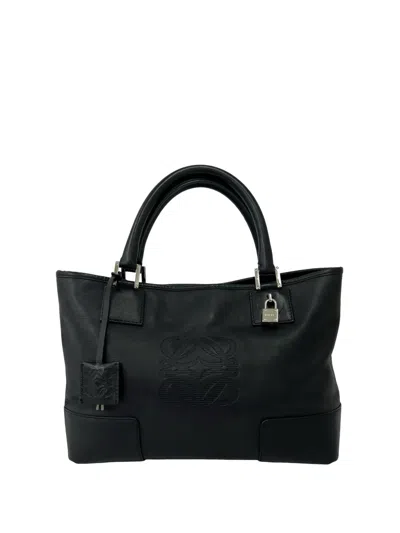 Pre-owned Loewe 20th Century Leather Fusta 28 Tote Bag In ブラック