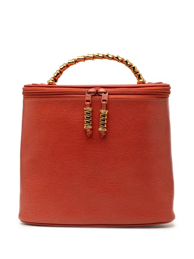 Pre-owned Loewe 20th Century Leather Velasquez Twist Vanity Bag In Orange