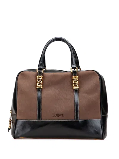 Pre-owned Loewe 20th Century Leather Velazquez Twist Duffle Bag Travel Bag In Black