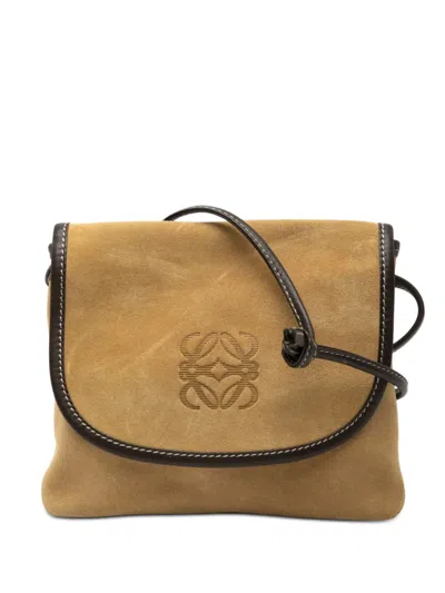 Pre-owned Loewe 20th Century Suede Anagram Crossbody Bag In Brown