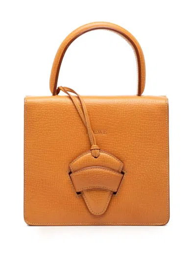 Pre-owned Loewe 20th Century Textured Leather Barcelona Top Handle Bag Satchel In Brown