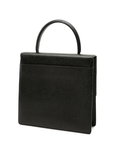 Pre-owned Loewe 20th Century Textured Leather Top Handle Bag Satchel In Black