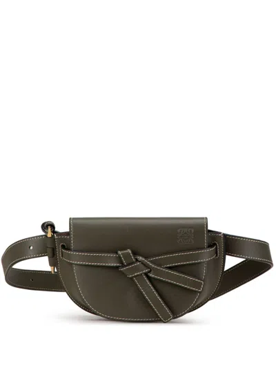 Pre-owned Loewe 21th Century Mini Leather Gate Belt Bag In Grey