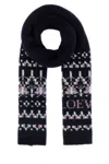 Loewe Womens Navy/multicolor Logo Intarsia Wool-blend Scarf In Black