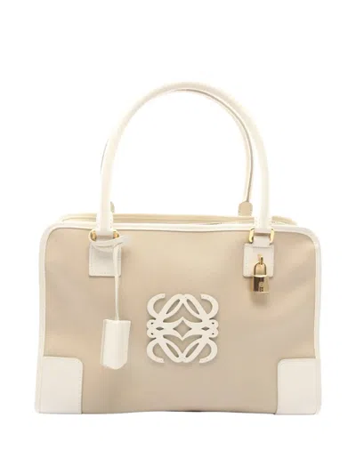 Pre-owned Loewe 36 Amazona Anagram Tote Bag In Neutral