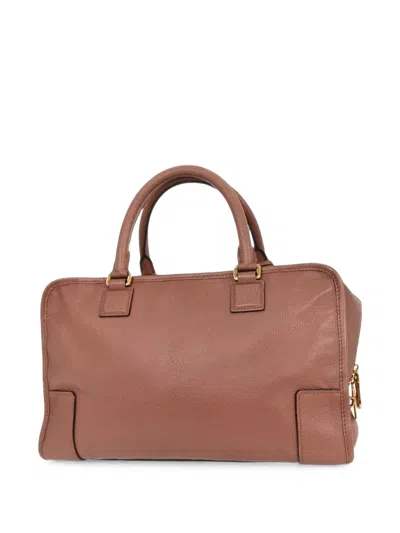 Pre-owned Loewe 36 Amazona Logo-embossed Tote Bag In Brown