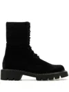Loewe Sierra Suede Lace-up Combat Boots In Schwarz
