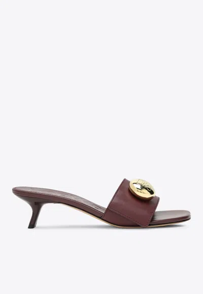 Loewe 45 Pebble Mules In Calf Leather In Burgundy