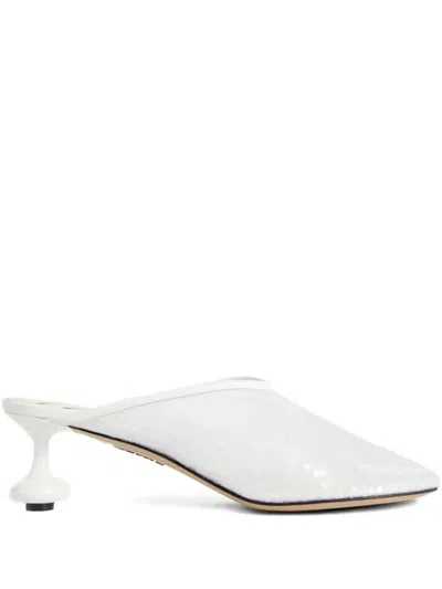 Loewe 450mm Sequin-embellished Sculpted-heel Mules In White