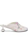 Loewe 45mm Floral Print Calf Leather Mules In Multi