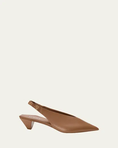 Loewe 45mm Origami Cubic Leather Slingback Pumps In Brown