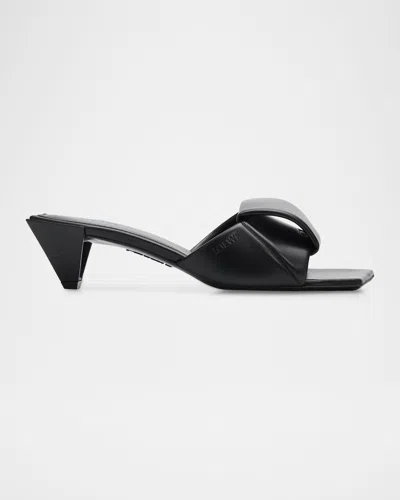 Loewe 45mm Origami Leather Slide Sandals In Animal Print