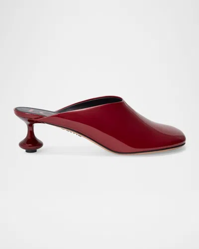 Loewe 45mm Toy Patent Leather Mules In Burgundy