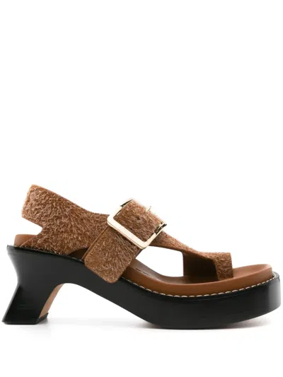 Loewe Woman Thong Sandal Tan Size 10 Leather In Brown