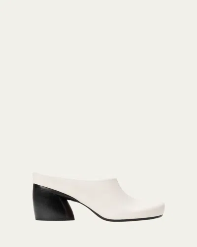 Loewe 70mm Oval Leather Mules In White