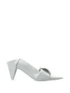 Loewe Leather Origami Mules Pointed Toe Sculptural Heel In Gray