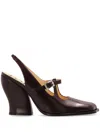 Loewe Onda Slingback Pumps In Brushed Calf Leather In Red