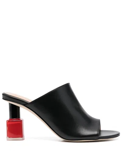 Loewe 90mm Open-toe Leather Mules In Black