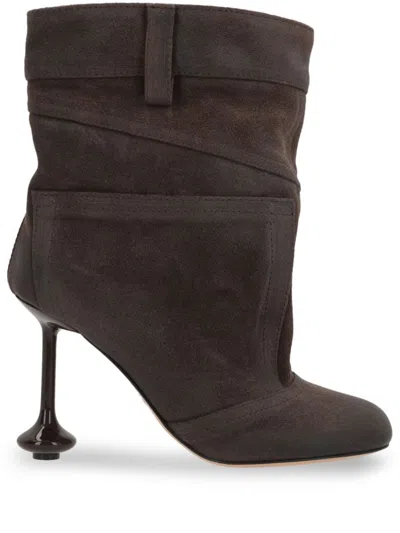 Loewe Suede Ankle Boots With 9 Cm Heel Height For Women In Brown