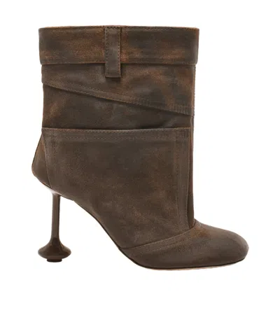 LOEWE TOY ANKLE BOOTIE IN WAXED SUEDE