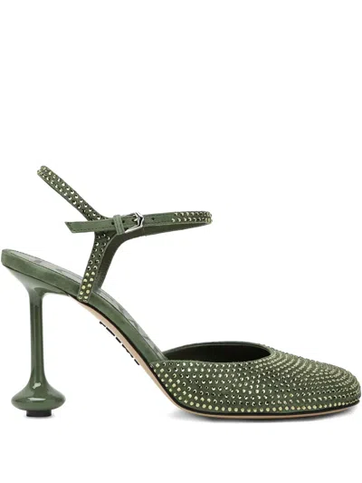 Loewe 90mm Toy Crystal-embellished Pumps In Green