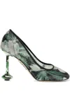 Loewe Decollete Toy With Sequins And Floral Pattern In Green