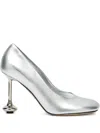 Loewe Toy Metallic Leather Stiletto Pumps In Silver