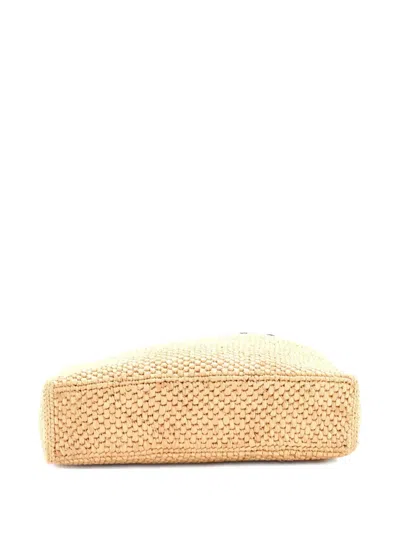 Pre-owned Loewe A4 Raffia And Leather North South Tote Bag In Brown