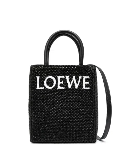 Loewe A5 Raffia Tote Bag In Black