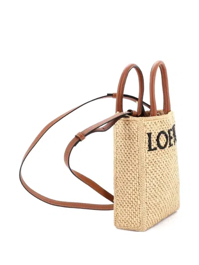 Pre-owned Loewe A5 Tote Raffia And Leather Crossbody Bag In Neutral